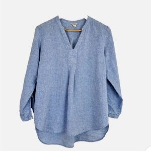 LLBean Woman’s Large Linen Blue V-Neck Top